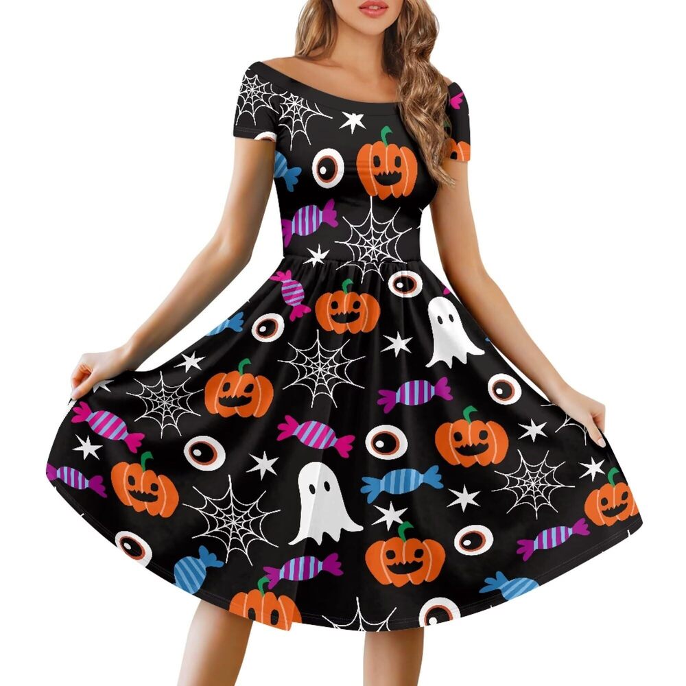 2527 Pumpkin Cute Ghost Halloween Dress Plus Size Halloween Costumes Plus